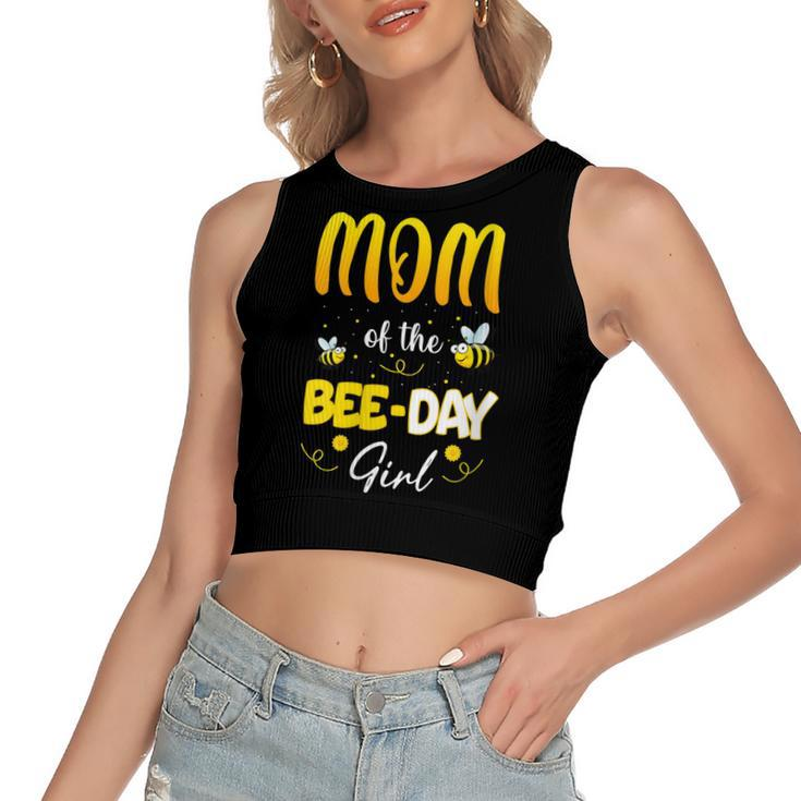 Womens Party Matching Birthday Sweet Mom Of The Bee Day Girl Hive  Women's Sleeveless Bow Backless Hollow Crop Top