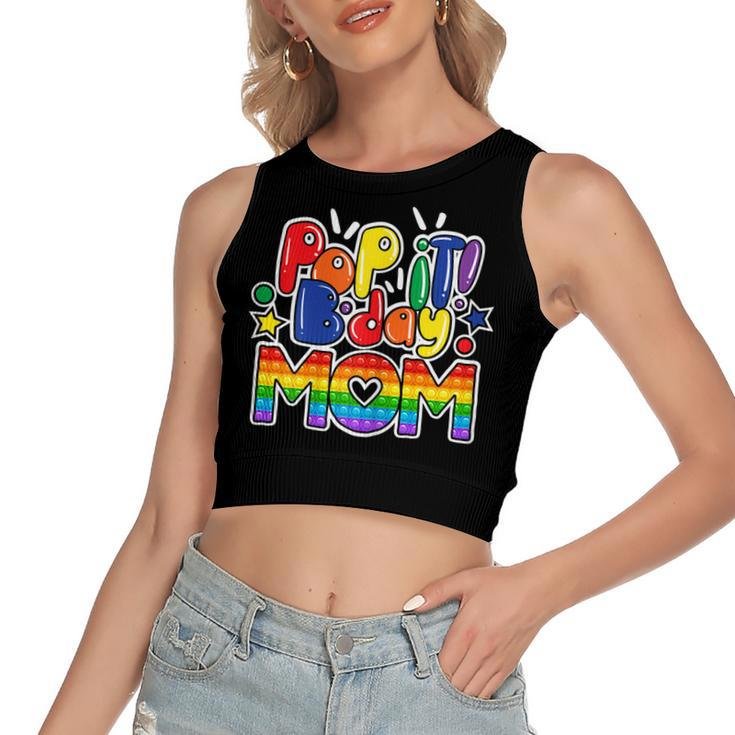 Womens Pop It Mom Of The Birthday Girl Or Boy Fidget Toy  Women's Sleeveless Bow Backless Hollow Crop Top