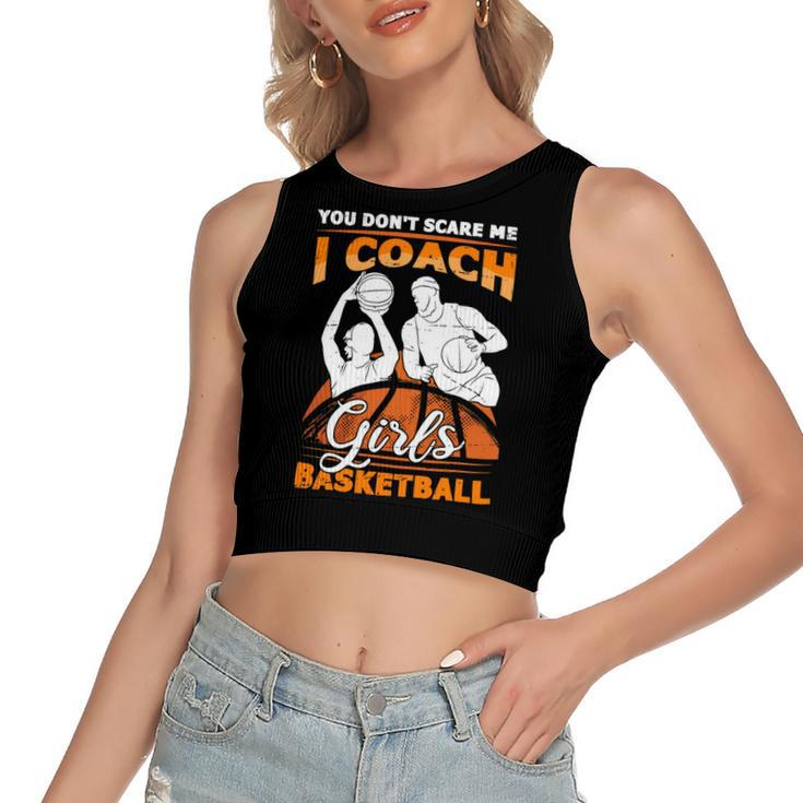 You Dont Scare Me I Coach Girls Basketball Vintage Design 120 Basketball Women's Sleeveless Bow Backless Hollow Crop Top