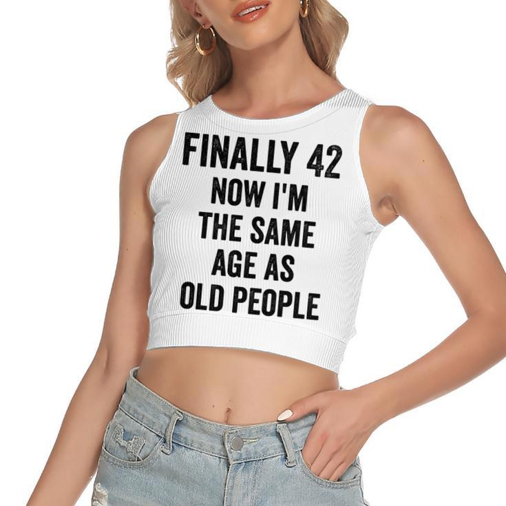 42Th Birthday Adult Humor Old People Birthday Decorations   Women's Sleeveless Bow Backless Hollow Crop Top