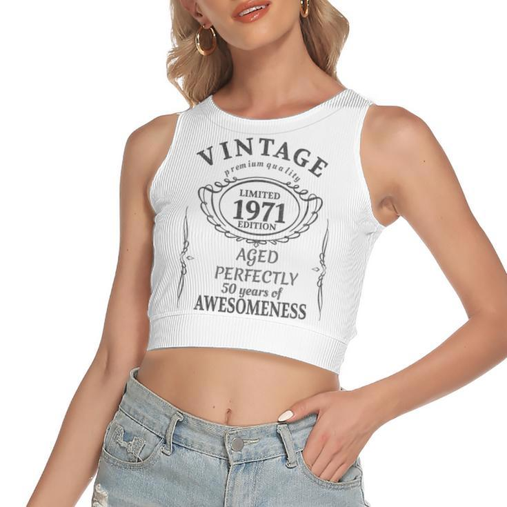 50 Year Old - Vintage 1971 - Fifty 50Th Birthday  Women's Sleeveless Bow Backless Hollow Crop Top