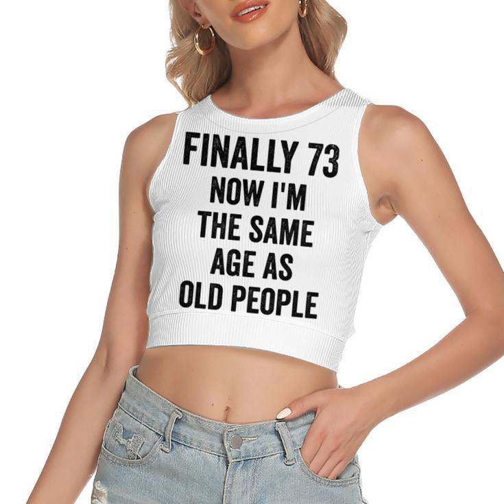 73Th Birthday Adult Humor Old People Birthday Decorations  Women's Sleeveless Bow Backless Hollow Crop Top