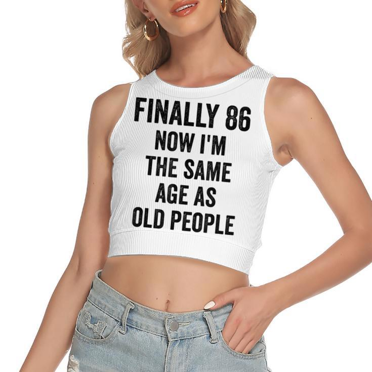 86Th Birthday Adult Humor Old People Birthday Decorations  Women's Sleeveless Bow Backless Hollow Crop Top