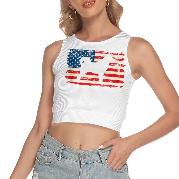 Akita Inu  For Dog Mom Dog Dad Usa Flag 4Th Of July  Women's Sleeveless Bow Backless Hollow Crop Top