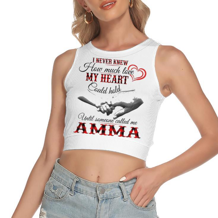 Amma Grandma Gift   Until Someone Called Me Amma Women's Sleeveless Bow Backless Hollow Crop Top