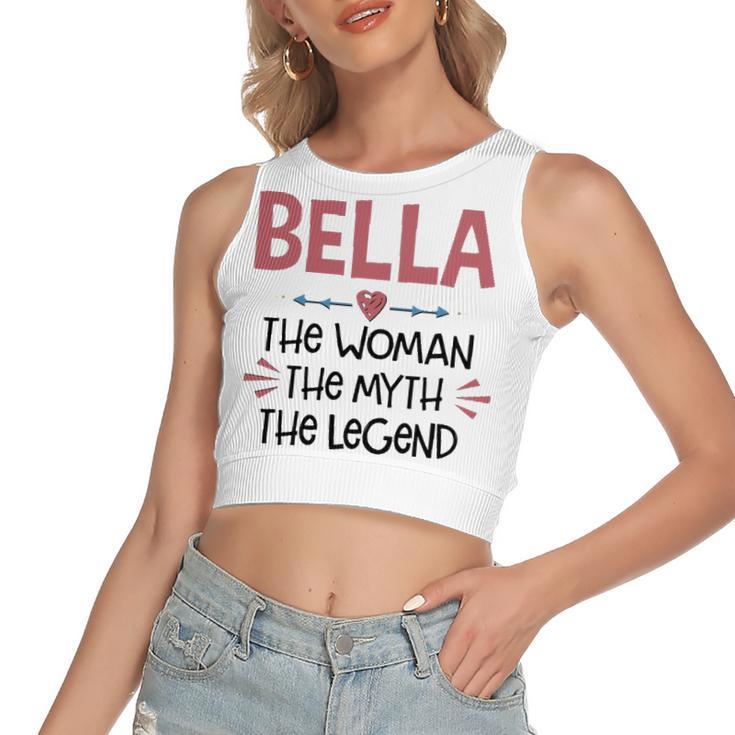 Bella Grandma Gift   Bella The Woman The Myth The Legend Women's Sleeveless Bow Backless Hollow Crop Top