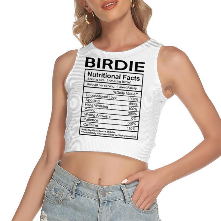 Birdie Grandma Gift   Birdie Nutritional Facts Women's Sleeveless Bow Backless Hollow Crop Top