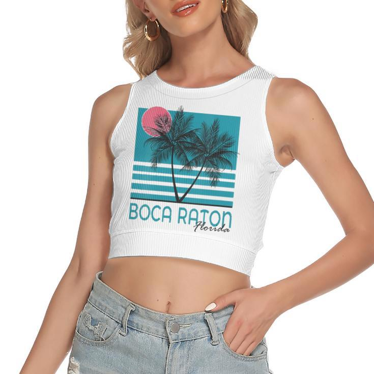 Boca Raton Florida Souvenirs Fl Palm Tree Vintage Women's Crop Top Tank Top