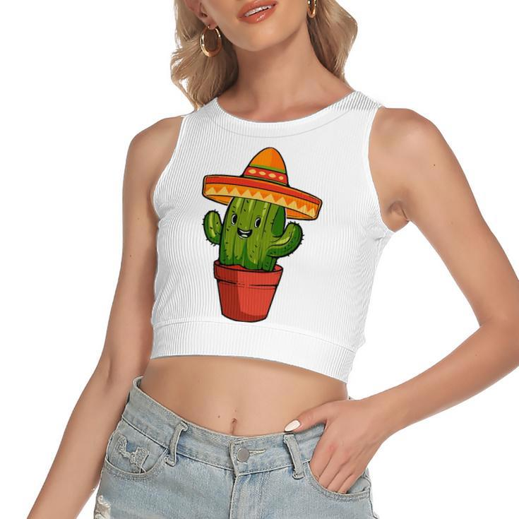 Cactus Cinco De Mayo Mexican V2 Women's Crop Top Tank Top