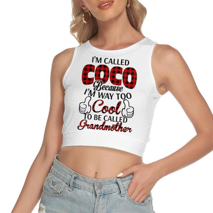 Coco Grandma Gift   Im Called Coco Because Im Too Cool To Be Called Grandmother Women's Sleeveless Bow Backless Hollow Crop Top