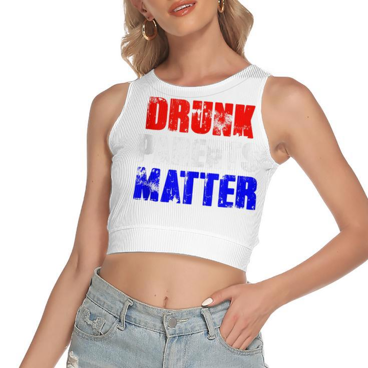 Drunk Parents Matter 4Th Of July Mom Dad Gift  Women's Sleeveless Bow Backless Hollow Crop Top