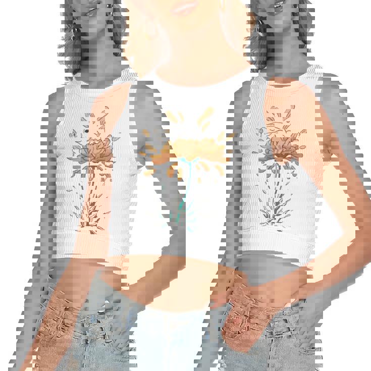 Frog On Flowers Nature Flower Leaves Petals Women's Crop Top Tank Top