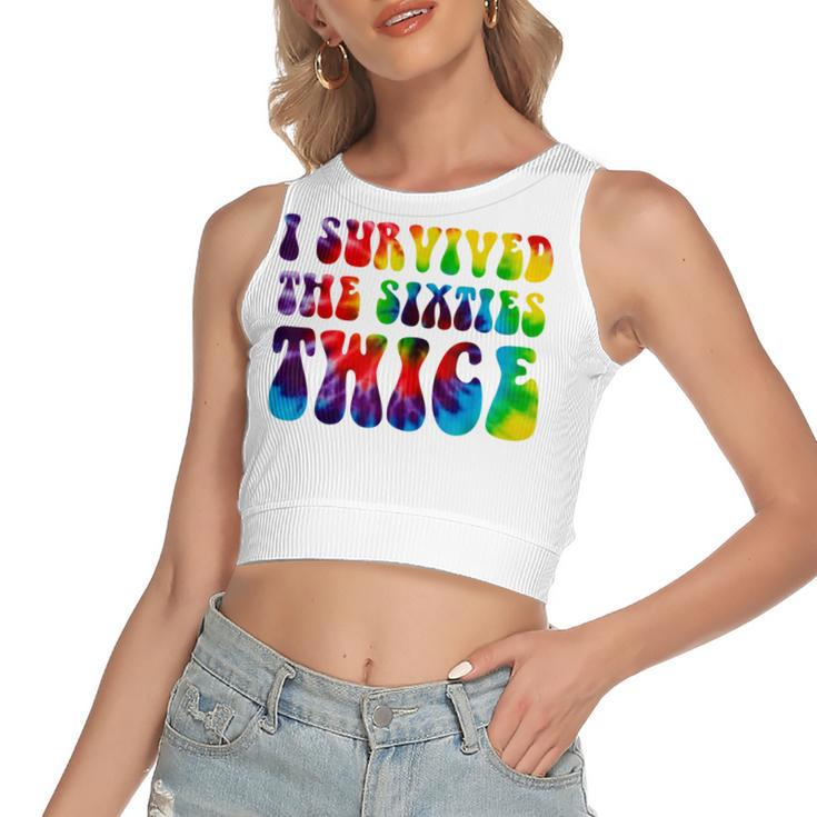 Funny I Survived The Sixties Twice  Birthday Gift 60S  Women's Sleeveless Bow Backless Hollow Crop Top