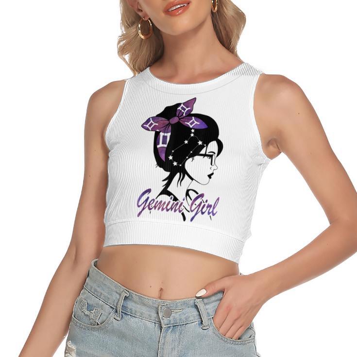 Gemini Girl Birthday Gemini Woman Zodiac Sign  Women's Sleeveless Bow Backless Hollow Crop Top