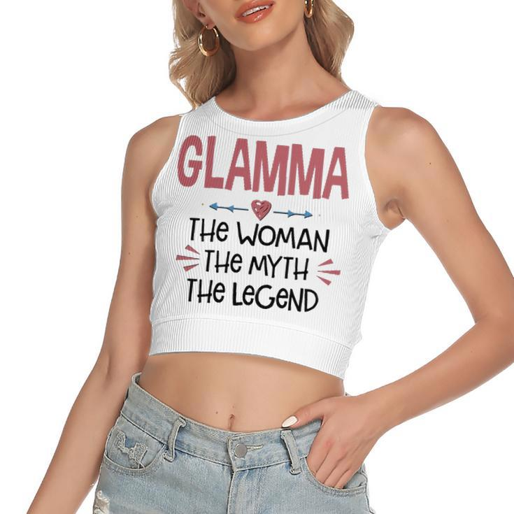 Glamma Grandma Gift   Glamma The Woman The Myth The Legend Women's Sleeveless Bow Backless Hollow Crop Top