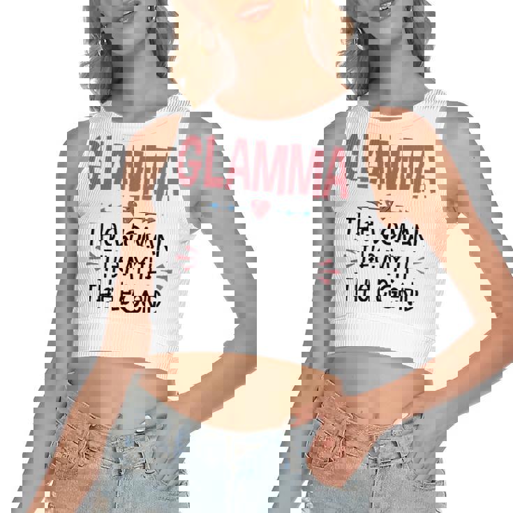 Glamma Grandma Gift   Glamma The Woman The Myth The Legend Women's Sleeveless Bow Backless Hollow Crop Top