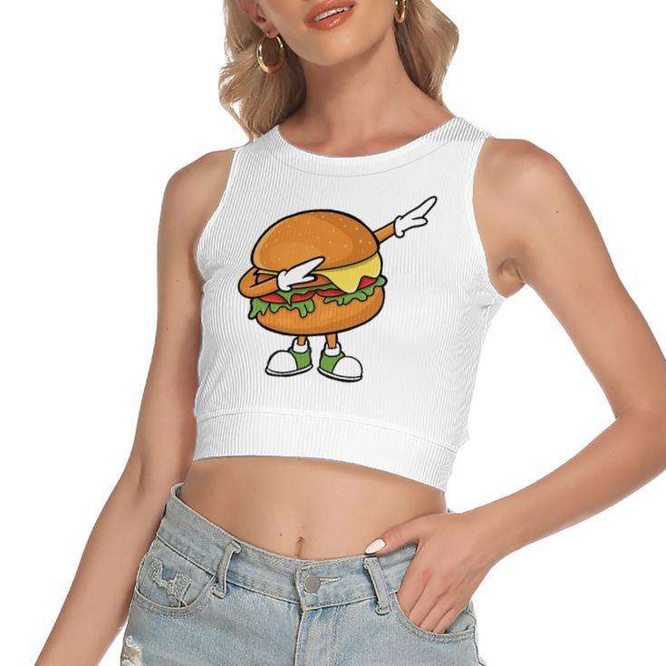 Hamburger Art Cheeseburger Meat Eater Women's Crop Top Tank Top