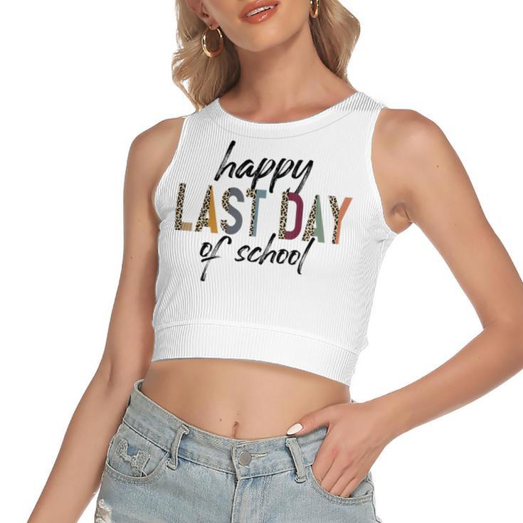 Happy Last Day Of School  Funny V4 Women's Sleeveless Bow Backless Hollow Crop Top