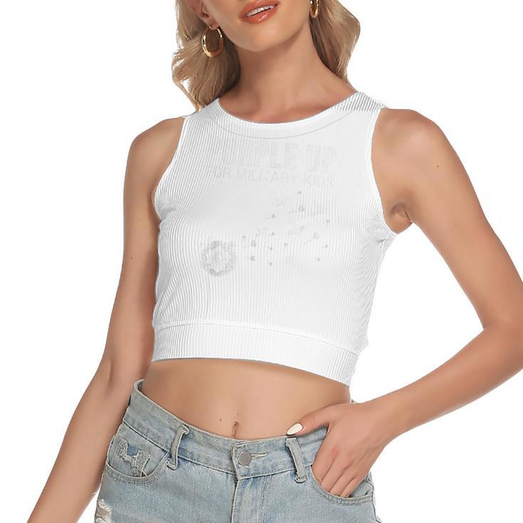I Purple Up For Military Kids  Soldier Dandelion  V2 Women's Sleeveless Bow Backless Hollow Crop Top