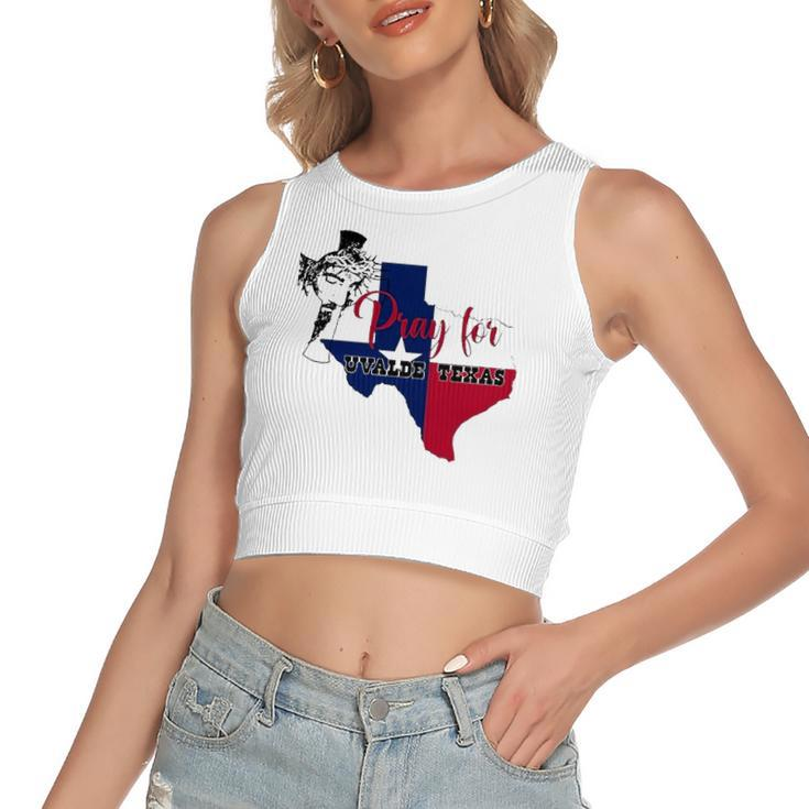 Jesus Pray For Uvalde Texas Protect Texas Not Gun Christian Cross Women's Crop Top Tank Top