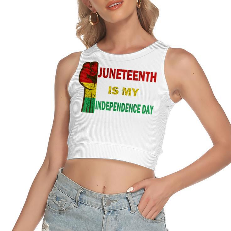 Juneteenth Is My Independence Day For Women Men Kids Vintage   Women's Sleeveless Bow Backless Hollow Crop Top