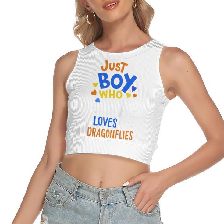 Kids Dragonfly Just A Boy Who Loves Dragonflies Gift  Women's Sleeveless Bow Backless Hollow Crop Top