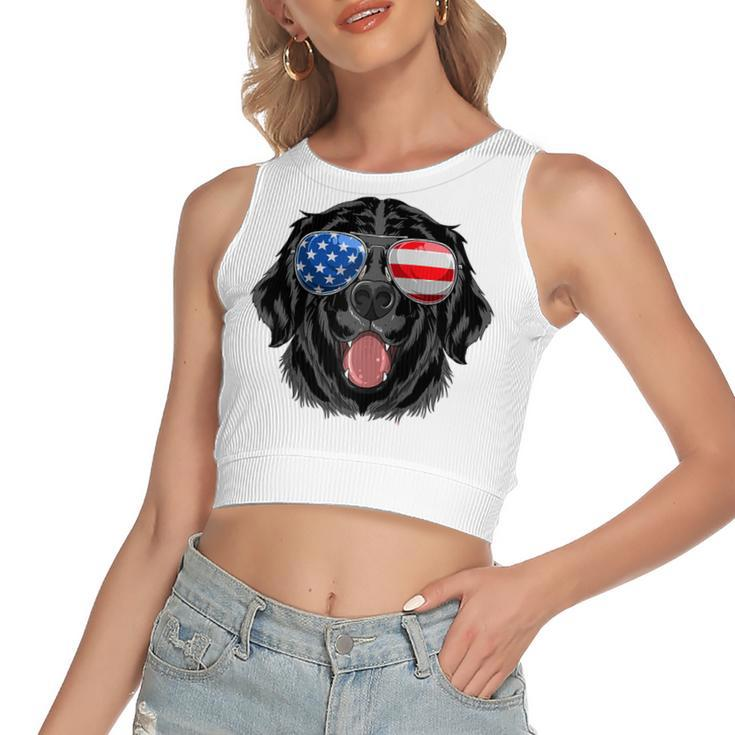 Labrador Retriever Usa American Flag Dog Dad Mom 4Th Of July  Women's Sleeveless Bow Backless Hollow Crop Top