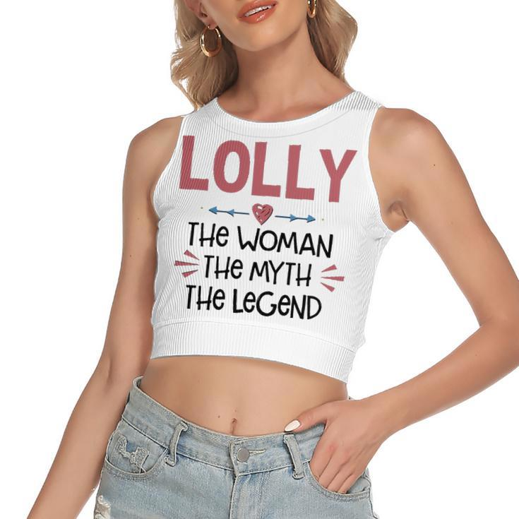 Lolly Grandma Gift   Lolly The Woman The Myth The Legend Women's Sleeveless Bow Backless Hollow Crop Top