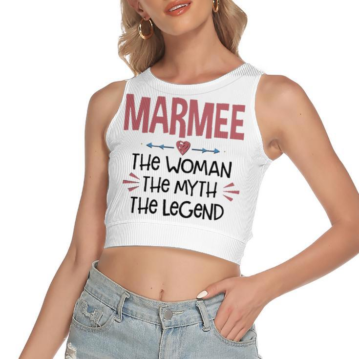 Marmee Grandma Gift   Marmee The Woman The Myth The Legend Women's Sleeveless Bow Backless Hollow Crop Top