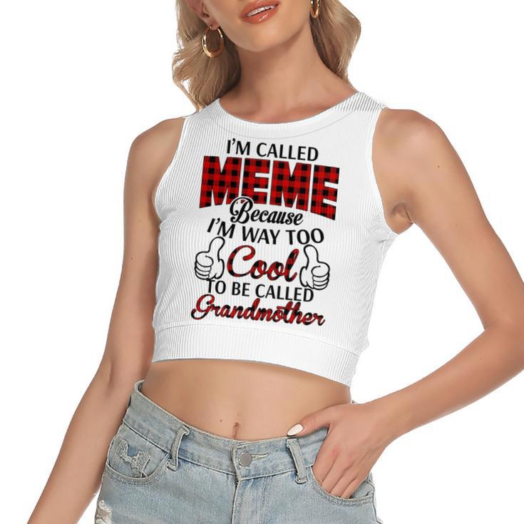 Meme Grandma Gift   Im Called Meme Because Im Too Cool To Be Called Grandmother Women's Sleeveless Bow Backless Hollow Crop Top