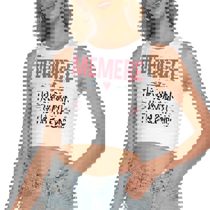 Memere Grandma Gift   Memere The Woman The Myth The Legend Women's Sleeveless Bow Backless Hollow Crop Top