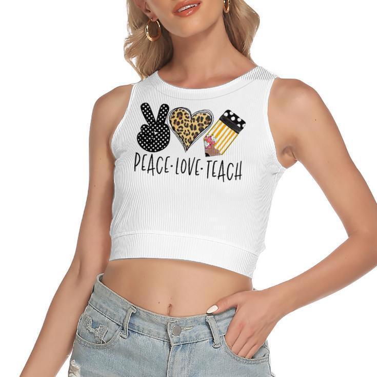 Peace Love Teach Back To School Teacher Women's Crop Top Tank Top
