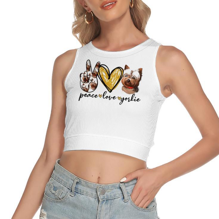 Peace Love Yorkie Dog Lovers Yorkshire Terrier Dad Mom Women's Crop Top Tank Top