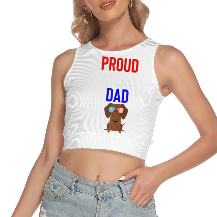 Proud Weenie Dad 4Th Of July Womens Gift  Women's Sleeveless Bow Backless Hollow Crop Top