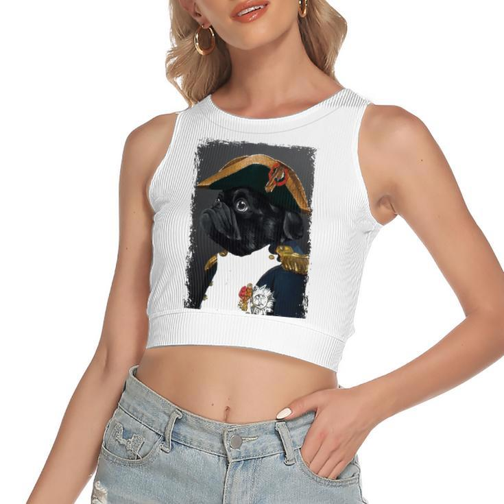 Pug Dog Dad Mom Graphic Tee Cute Black Pug Women's Crop Top Tank Top