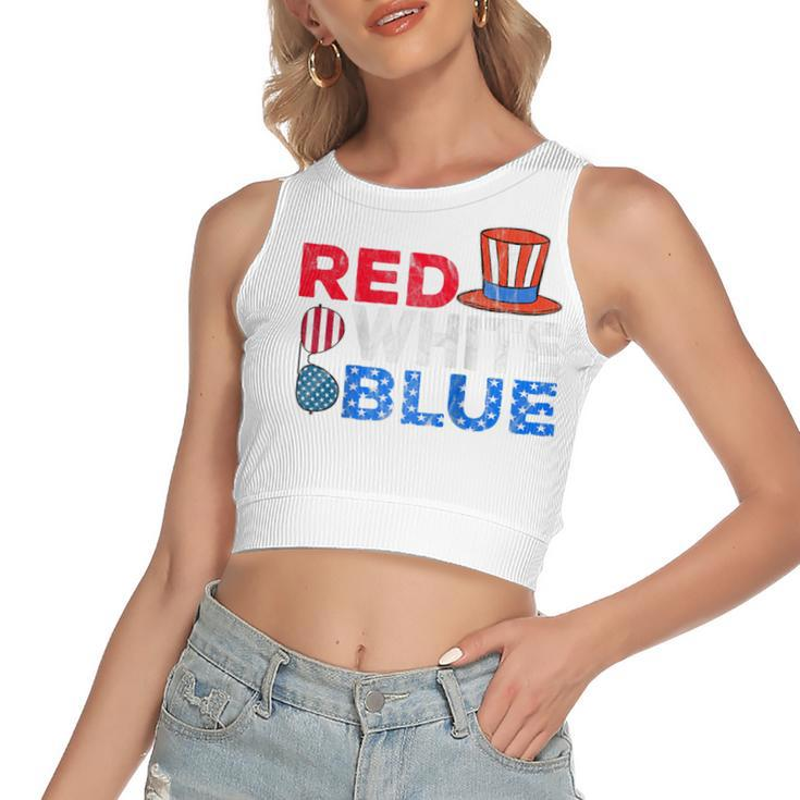 Red White Blue American Flag 4Th Of July Funny Gift Mom Dad  Women's Sleeveless Bow Backless Hollow Crop Top