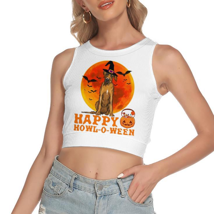 Rhodesian Ridgeback Dog Halloween Happy Howl-O-Ween Women's Crop Top Tank Top