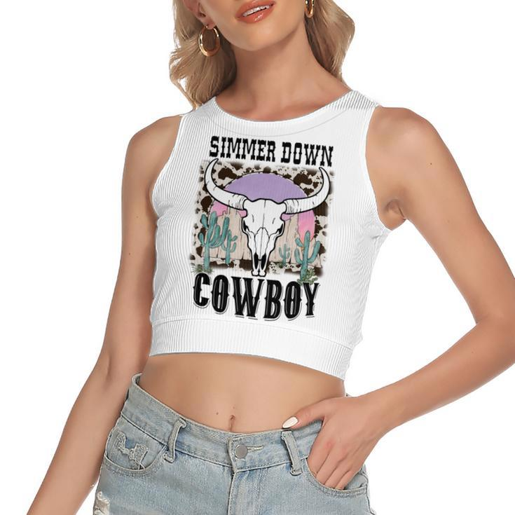 Simmer Down Cowboy Western Style Gift Women's Sleeveless Bow Backless Hollow Crop Top
