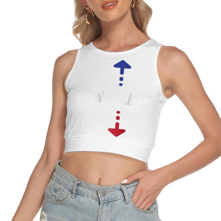Two Seater 4Th Of July American Flag For Girls Men Dad Joke  Women's Sleeveless Bow Backless Hollow Crop Top