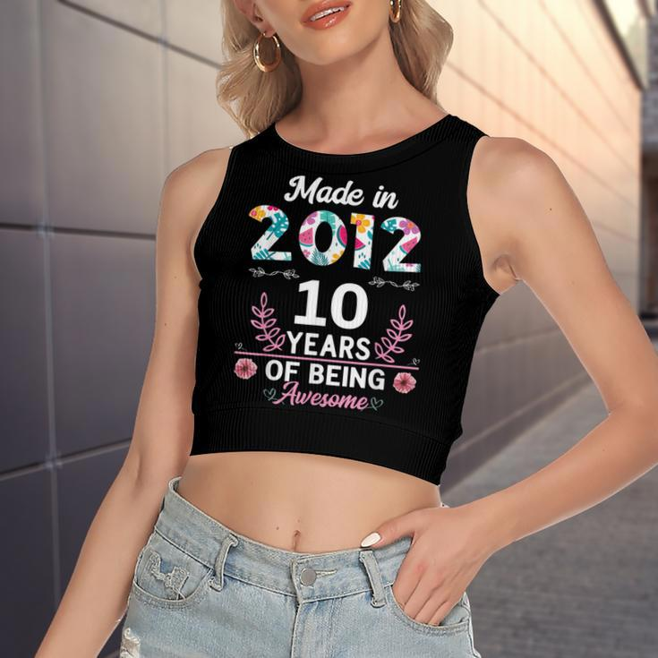 10 Years Old Gifts 10Th Birthday Born In 2012 Women Girls V2 Women's Sleeveless Bow Backless Hollow Crop Top