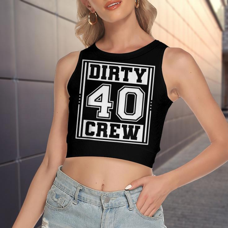 40Th Birthday Party Squad Dirty 40 Crew Birthday Matching Women's Sleeveless Bow Backless Hollow Crop Top