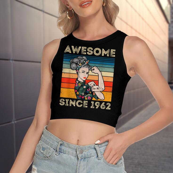 Awesome Since 1962 60Th Birthday Gifts 60 Years Old Vintage Women's Sleeveless Bow Backless Hollow Crop Top