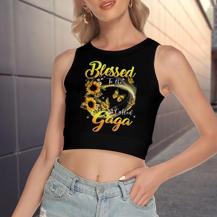 Blessed To Be Called Gaga Sunflower Lovers Grandma Women's Crop Top Tank Top