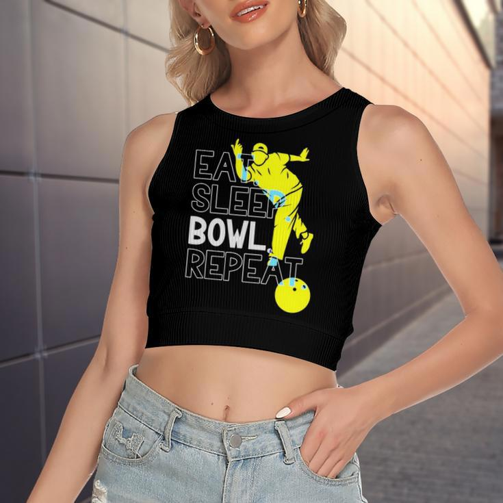 Bowling Eat Sleep Bowl Repeat Women's Crop Top Tank Top