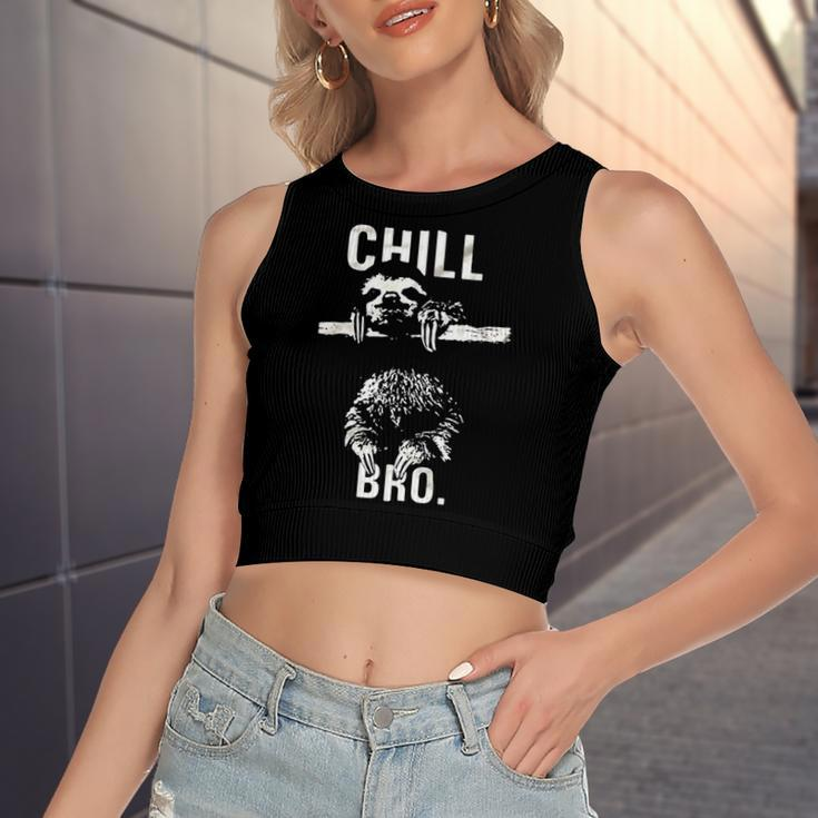 Chill Bro Cool Sloth On Tree Women's Crop Top Tank Top