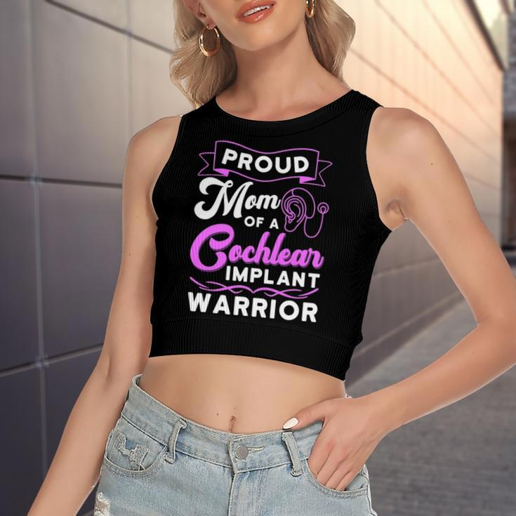 Cochlear Implant Support Proud Mom Hearing Loss Awareness Women's Crop Top Tank Top