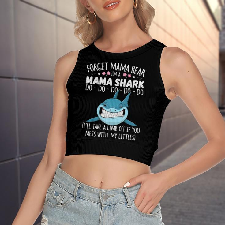 Forget Mama Bear Im A Mama Shark Novelty Women's Crop Top Tank Top