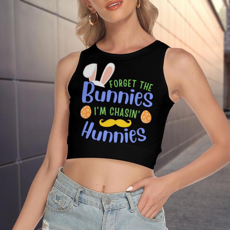 Forget The Bunnies Im Chasing Hunnies Funny Boys Easter Gift Women's Sleeveless Bow Backless Hollow Crop Top