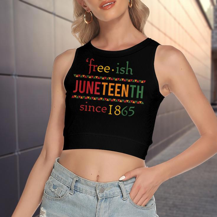 Free-Ish Since 1865 With Pan African Flag For Juneteenth Women's Sleeveless Bow Backless Hollow Crop Top