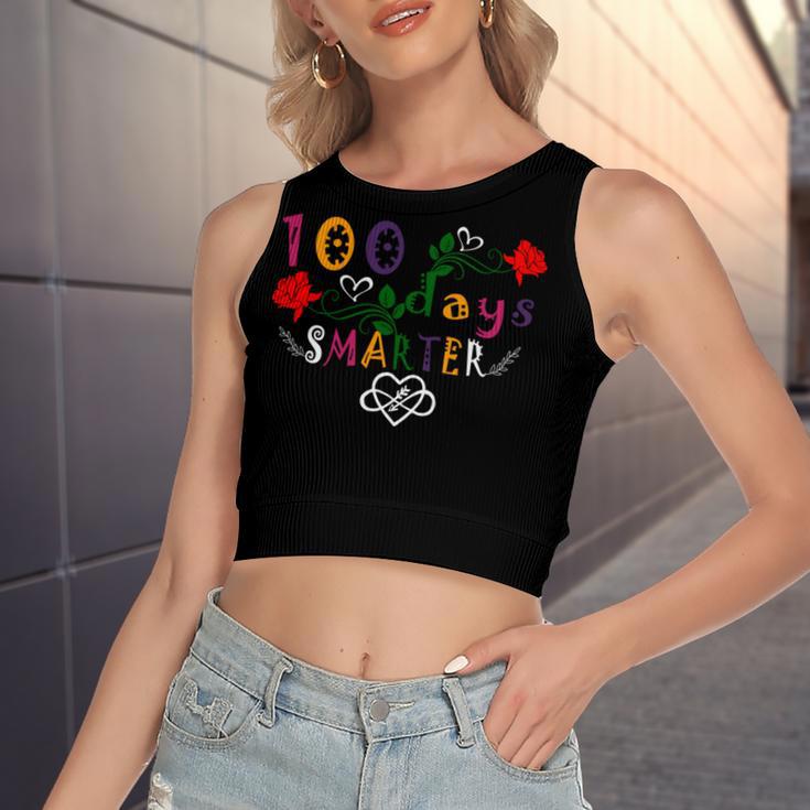 Funny 100 Days Smarter Shirt Happy 100Th Day Of School Gifts Women's Sleeveless Bow Backless Hollow Crop Top